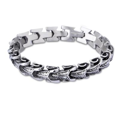 China Punk Mens Snake Design Chain Link Silver Black Bracelet for sale