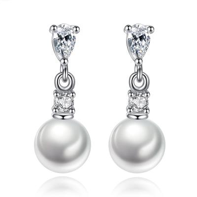 China Hot Selling Popular Jewelry 925 Sterling Silver New Fashionable High Quality Retro Simple Zircon 8mm Pearl Stud Earrings for sale