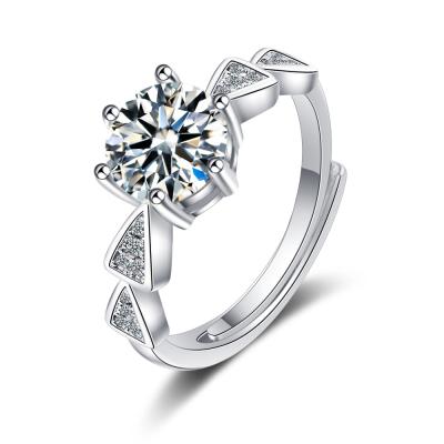 China CLASSIC 925 Sterling Silver Classic 6 Claw Wedding Present Engagement Gift Ring for sale