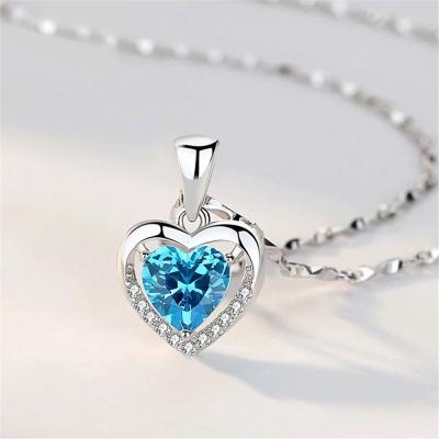 China Vintage Link Chain 925 Silver Heart Necklace Pendant Love Forever Jewelry for sale