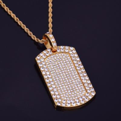 China Hiphop Chain Bling Bling Hip Hop Cuban Jewelry Tag Necklace For Men's Pendant for sale