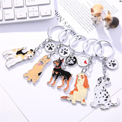 China Cute Little German Shepherd Dog Key Chains For Men Women Girls Pets Car Silver Bag Charm Keychain Key Ring for sale