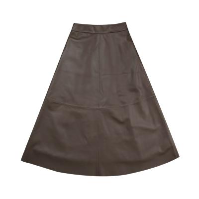 China Sheepskin Long Skirt Breathable One Line Classic Simple Swap Autumn Warm Genuine Leather Loose Skirt for sale