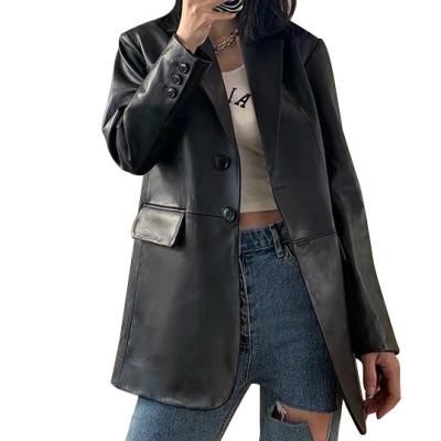 China INS Fashion Breathable Warm Leisure Loose Fit For Women Sheepskin Street Style Genuine Leather Coats for sale