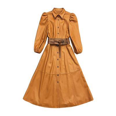 China Puff Sleeve Swing Shirt Dress Breathable Oversized Sheepskin T for sale