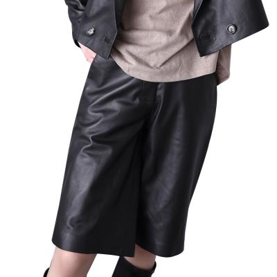 China 2022 New Breathable Low Sheep Skin Wide Leg Formal Suit Pants Top Layer Genuine Leather Medium Pants for sale