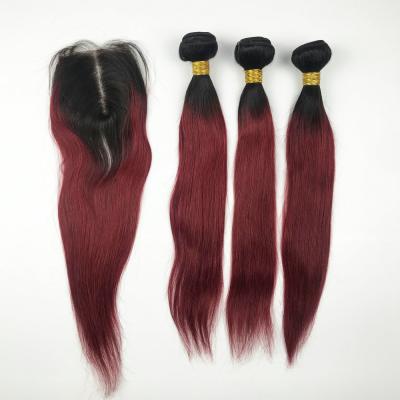 China Wave Ombre Color Silky Straight Hair Weaves Closure Virgin Headband Red Lace Hair Hair Weave for sale