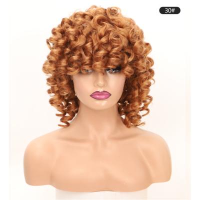 China Jerry Curl Fashion Jerry Curly Short Afro Curly Hair Curly Wigs Synthetic Afro Wig Machine Made for sale