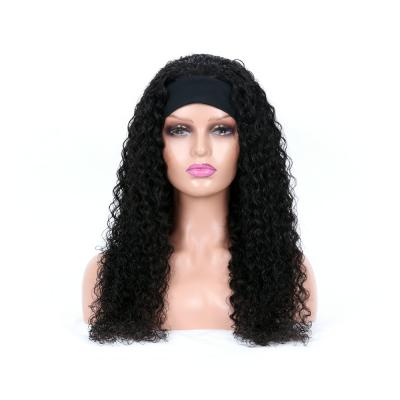 China Kinky Curly Curly Bundles With Headband Half Wig, Hair Wigs With Attached Headband for sale