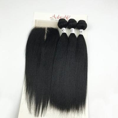 China Natural Straight Silky Straight Wave 3 Bundles With One Closure Silky Straight Natural Virgin Hair Mixed Lengths Hair Color for sale