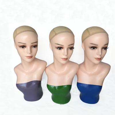 China Body Wave Mannequin Realistic Main Bust Plastic Female Mannequin Head With Shoulders For Display Wig And Scarf for sale