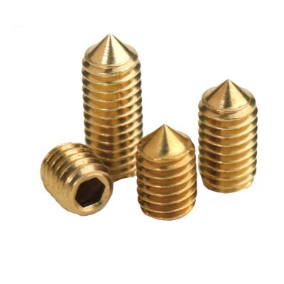 China Custom Flat Brass Copper Cup DIN914 Cone Point Hexagon Socket Allen Worm Set Screws for sale