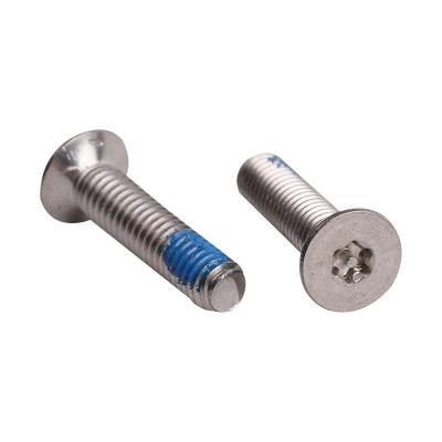 China Flat Head Six Lobe Custom Stainless Steel Tamper Heavy Duty Flat Pin In Security Torx Screw With Nylon Pitch for sale