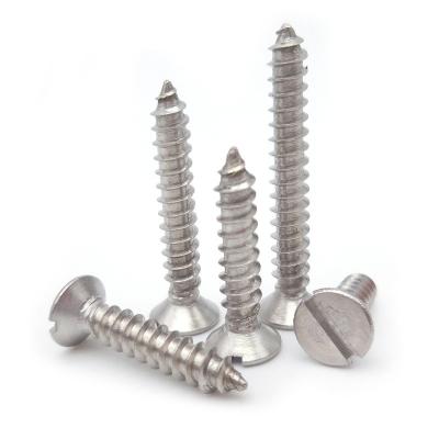 China DIN Pan EN ISO 1482 Stainless Steel 304 316 Slotted Flat Head Countersunk Tapping Screw for sale