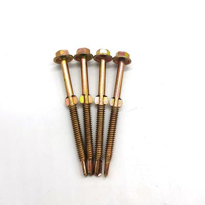 China Pan Fast Shipping Hex Steel Metal To Metal Yellow Galvanized Head Joint Self Drilling Screw With Rib for sale