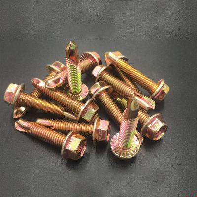 China Pan Color Galvanized Serrated Unslotted Hex Joint Slotted Flange Drill Screws for sale