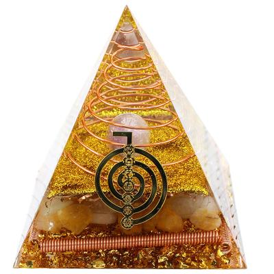 China Europe Wholesale Seven Chakras Orgonite Charging Coil Coaster Orgone Pyramid Spiritual Healing Stone Decoration Gifts for sale