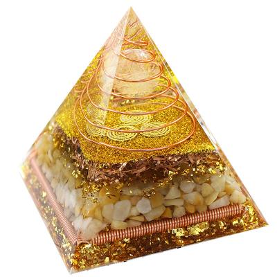 China Europe Wholesale Rock Crystal Quartz Orgonite Charging Coil Orgone Pyramid Spiritual Healing Stone Decoration Gifts for sale