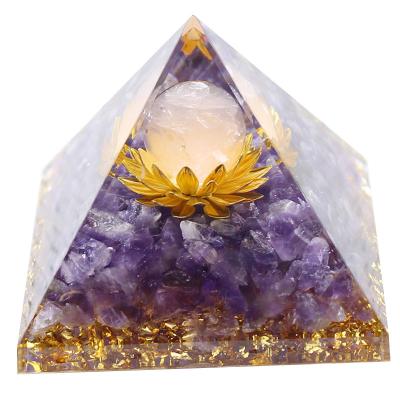 China Europe New Amethyst Crystal Natural Healing Crystals EMF Protection Energy Orgone Pyramid Spiritual Orgonite Pyramids for sale