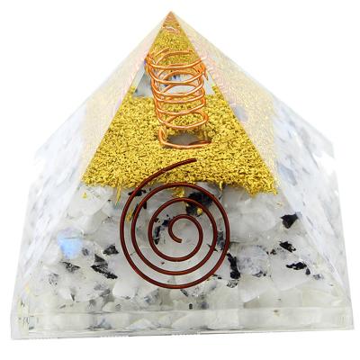 China Europe Wholesale Moonstone Pyramid Orgone Pyramids Reiki Chakra Energy Crystal Crafts Meditation Tool for sale