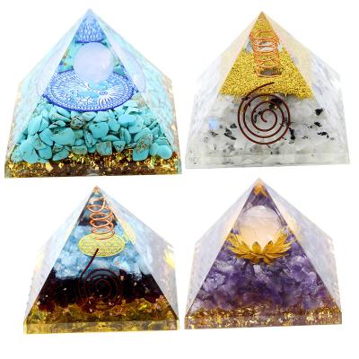 China Europe 6.5CM Crystal Stone Orgone Orgonite Pyramids Spiritual Healing Energy Generator Chakra for Yoga Reiki Meditation for sale