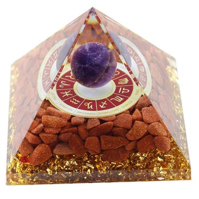 China Europe New Design Amethyst Ball Red Sand Chips Orgone Orgonite Pyramids Spiritual Healing Stone Crystal Stone for sale