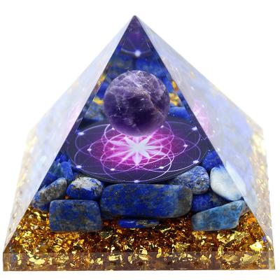 China Europe Wholesale Lapis Lazuli Crystal Pyramid Orgone Orgonite Pyramids Energy Generator Chakra for Yoga Reiki Meditation for sale