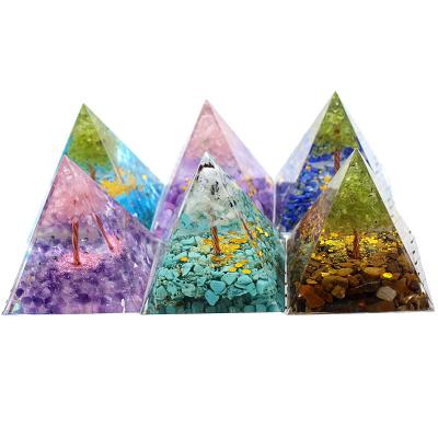 China Europe Wholesale Natural Crystal Orgonite Pyramid Energy Orgone Pyramid Healing Chakra Meditation Tool for sale