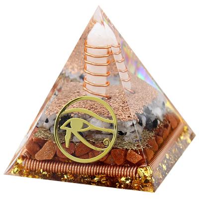 China Europe Hot Sale White Crystal Point Eye Of Horus Orgone Pyramids Spiritual Healing Stone Orgonite Pyramid Gifts for sale