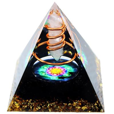 China Europe Wholesale White Crystal Point Orgone Pyramids Spiritual Healing Stone Orgonite Pyramid Gifts for sale