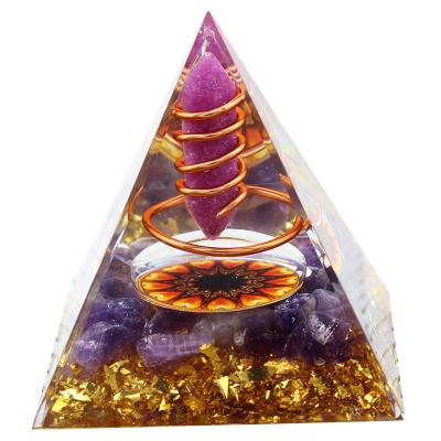 China Europe Wholesale Mauve Jade Crystal Point Amethyst Orgone Orgonite Pyramids Reiki Chakra Energy Crystal Crafts for sale