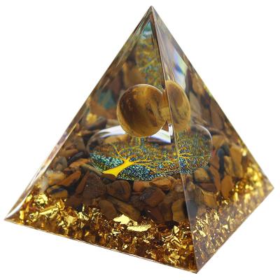 China Europe Wholesale Healing Stone Orgone Tiger Eye Chakra Organite Gemstone Crystal Pyramid For Gift for sale