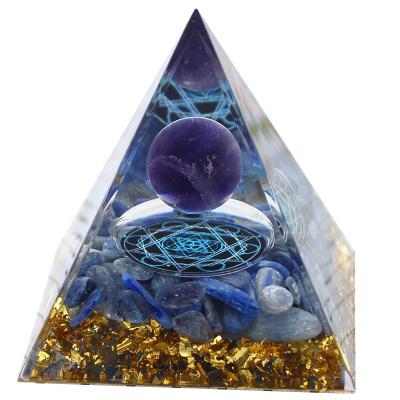 China Europe Wholesale Amethyst Ball Energy Orgone Organite Pyramid Crystal Crafts Gift Healing Chakra Pyramid for sale