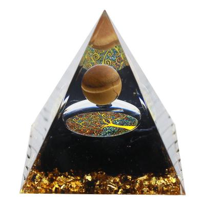 China Europe Tiger Eye Obsidian Energy Orgone Pyramid Crystal Crafts Tree Of Life  Healing Chakra Orgonite Products for sale