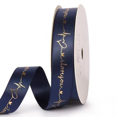 China High Tenacity Embossed Cintas Poliester Cintas Poliester Ribbon Gift Polyester Wrapping Craft Color Ribbon Printed Grosgrain for sale