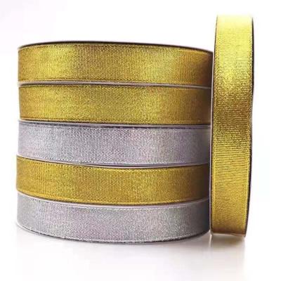 China Other Silver Decorative Shiny Gold Ribbon Gift Box Belt Customized Width Webbing For Web for sale