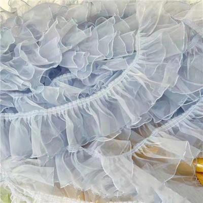 China transparent and elegant 3D evening dresses pleated fancy lace for sale