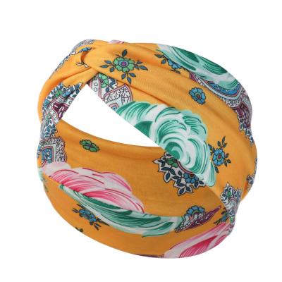 China New European and American sports yoga hair sweat band sweat absorbent wide brim printed headband for sale