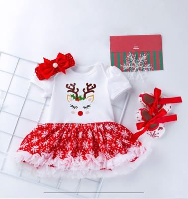 China Breathable Hot Selling 2021 Christmas Kids Clothes Big Size Autumn Kids Short Sleeve Clothing Sets Plus Dress for sale