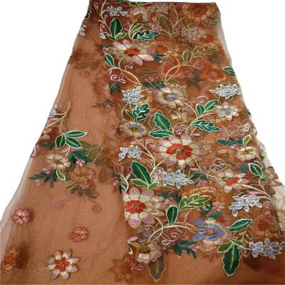 China Viable Mesh Embroidered Wedding Dress Embroidered Fabric 3D Embroidered Printed Fabric Dress Cheongsam Lace Fabric for sale