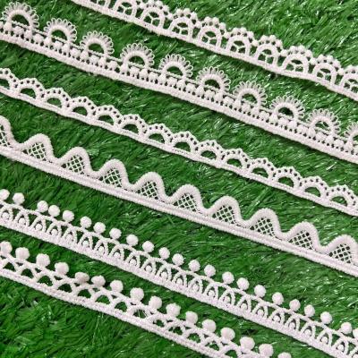 China Viable Garment Accessories Custom Embroidery Lace Water Soluble Milk Silk Fabric Lace Trim Customer Designs Embroidered Nylon Spandex for sale