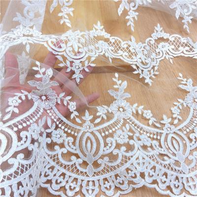 China New Viable Water Soluble Mesh Fabric Wedding Dress Embroidered Fabric 130cm Mesh Embroidered Sequin Fabric Lace for sale