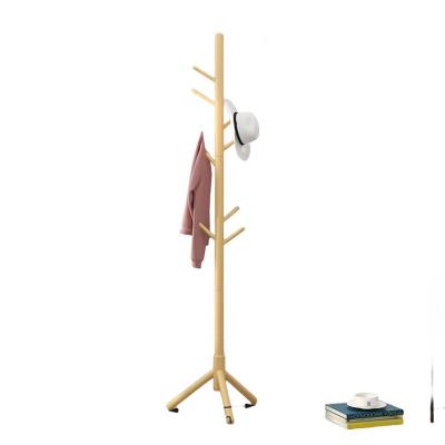 China Multi Function Solid Wood Floor Standing Hanging Clothes Living Room Office Hanging Clothes Rack Clothes Hat Storage for sale