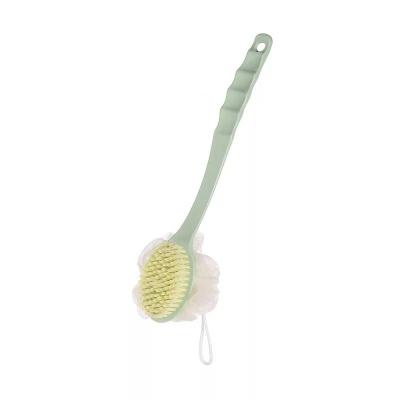 China Long Handle Two Sides Two Materials Long Handled Soft Hair Shower Balls Bath Brush for sale