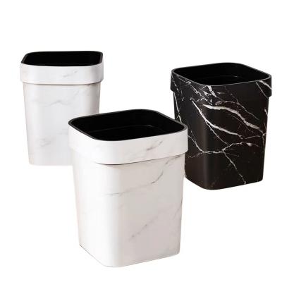 China Sustainable Marble Pattern Creative Sturdy Eco-friendly Home Office Dormitory Toilet Kitchen Wastebasket for sale