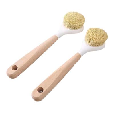 China Sustainable Natural Sisal Pot Brush Household Long Handle Dishwashing Wooden Handle Brush Kitchen Cleaning Multifunction for sale