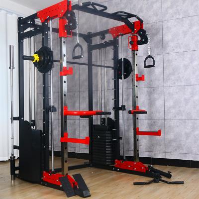 China Universal Complete Gantry Squat Weightlifting Rack Machine Smith Trainer Home Equipment Free Squat Press Bench for sale