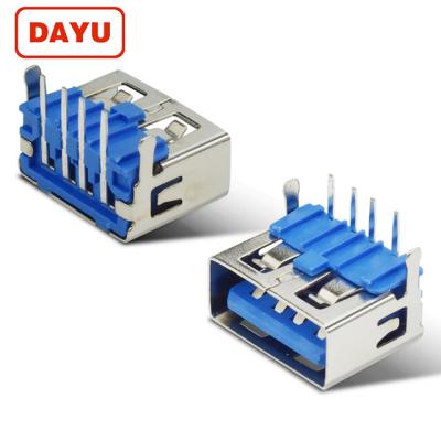 China PCB 4P Right Angle Type A USB 2.0 Female Connector AF DIP Type Connector For PCB Mounted for sale