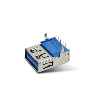 China Mobile Phone and Computer Blue Rubber Plastic DIP Plug Direct Solder Leg 4PIN Type A USB 3.0 Female Connector for sale