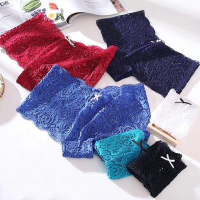 China New Design HD084 Breathable High Quality Female Panties Lace Boyshort Woman Sexy Underwear High Rise With Bow for sale